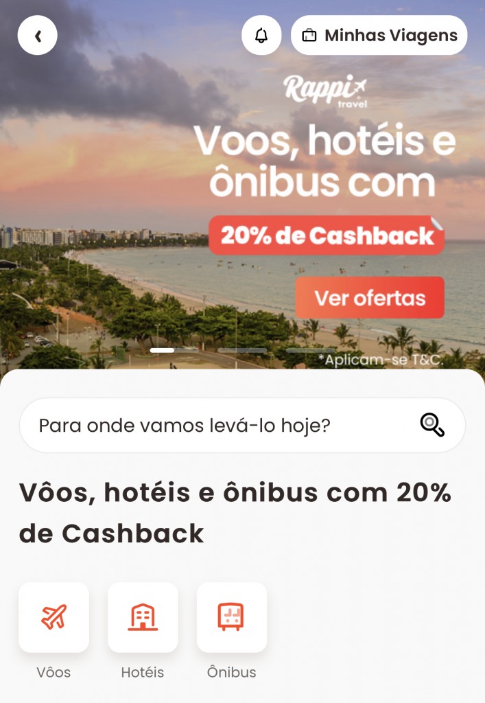 Funcionalidade de viagens ficou disponível no app da Rappi a partir desta quinta-feira (8).