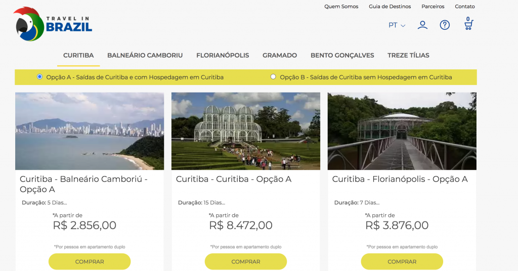 Site do 'Travel in Brazil'
