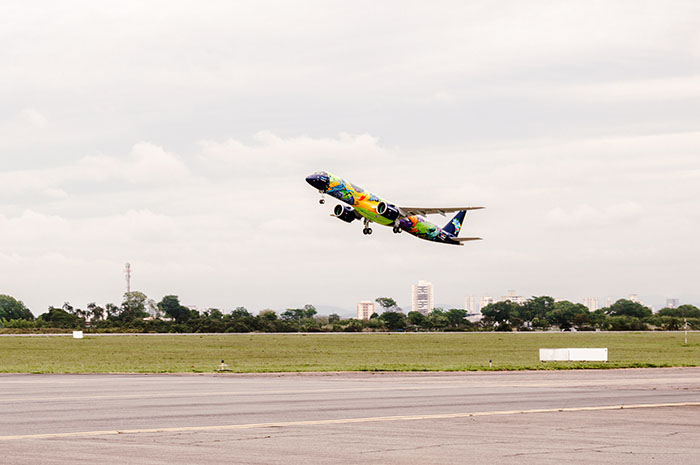 Azul apresenta a aeronave mais colorida da América Latina 3 Dionisio_ArarinhaAzul_3