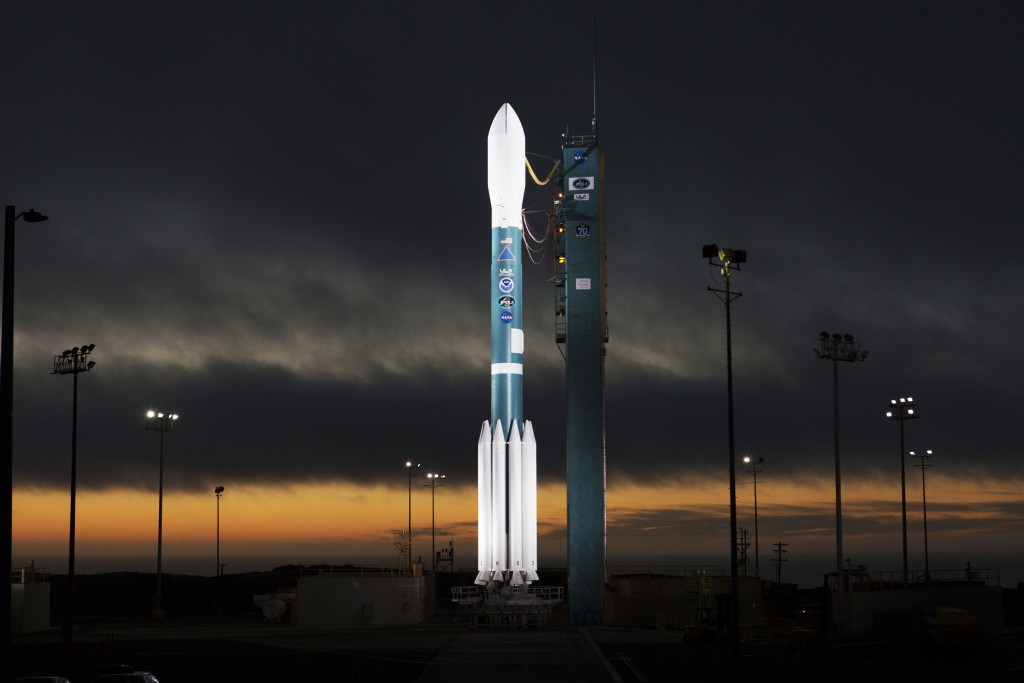 At Vandenberg Air Force Base in California, the gantry rolls back at Space Launch Complex 2 in preparation for the liftoff of the Joint Polar Satellite System-1, or JPSS-1, spacecraft. The United Launch Alliance Delta II rocket now is poised to boost the satellite to a polar orbit. Built by Ball Aerospace and Technologies Corp. of Boulder, Colorado, JPSS is the first in a series four next-generation environmental satellites in a collaborative program between NOAA and NASA. The satellite is scheduled to liftoff at 1:47 a.m. PST (4:47 a.m. EST), on Nov. 14, 2017.