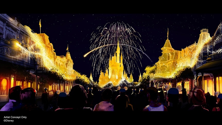 A new nighttime spectacular, “Disney Enchantment,” will debut Oct. 1, 2021, at Magic Kingdom Park in Lake Buena Vista, Fla. Created to launch with the “World’s Most Magical Celebration” the show will take guests on a journey filled with adventure, wonder and empowerment, inspiring guests to believe in magic. “Disney Enchantment” will feature music, enhanced lighting, stunning fireworks and, for the first time, immersive projection effects that extend from Cinderella Castle down Main Street, U.S.A. (Disney)