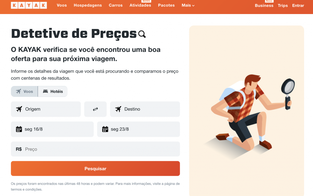 'Detetive de preços' do Kayak agora também analisa valores de hospedagem 1 Ferramenta analise se o viajante está pagando o melhor preço.