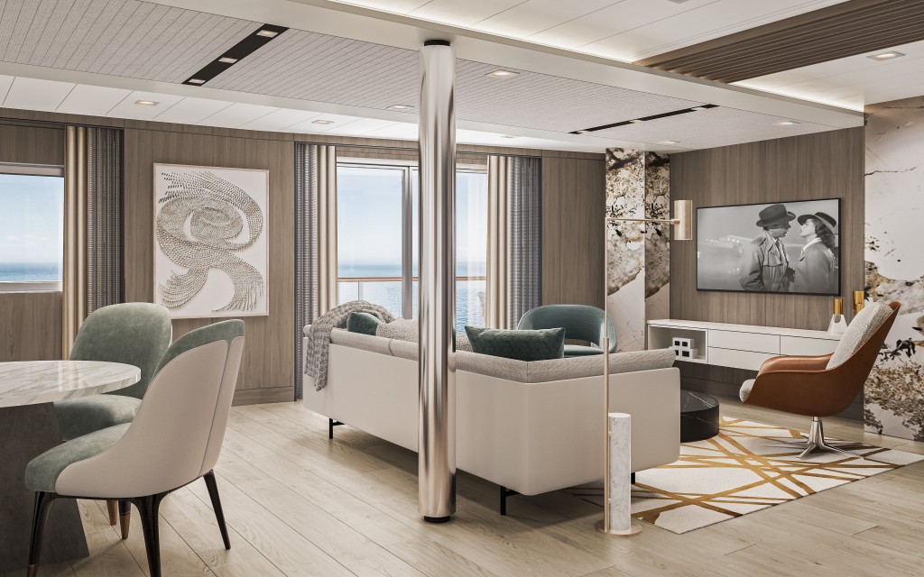 Oceania Cruises revela categorias e detalhes das cabines do Vista 1 Vista Suite Living Room Window-min