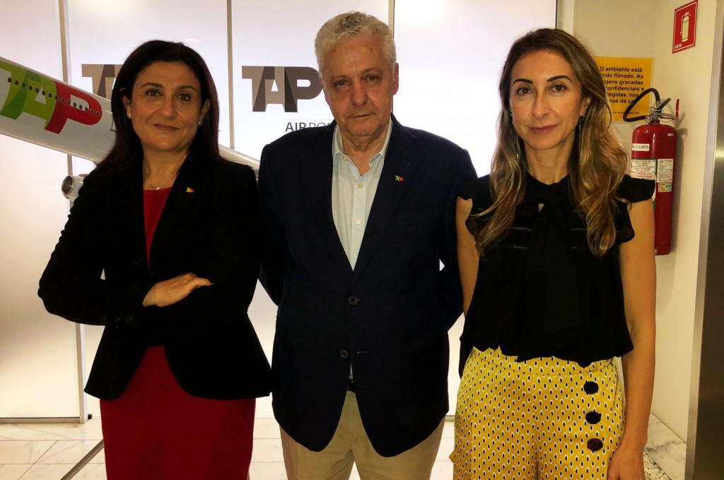 Christine Ourmières, CEO, Mario Carvalho, diretor no Brasil, e Silvia Mosquera, CCO da TAP