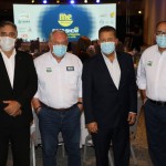 Aldo Siviero, presidente da Fenactur, Roy Taylor, do M&E, Alexandre Sampaio, da FBHA, e Sérgio Gouvêa, da Promo