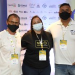 Jose Junior, da H2Tur Viagens, Luciana Pereira, da CVC, e Rodrigo Campos, da R2 Viagens
