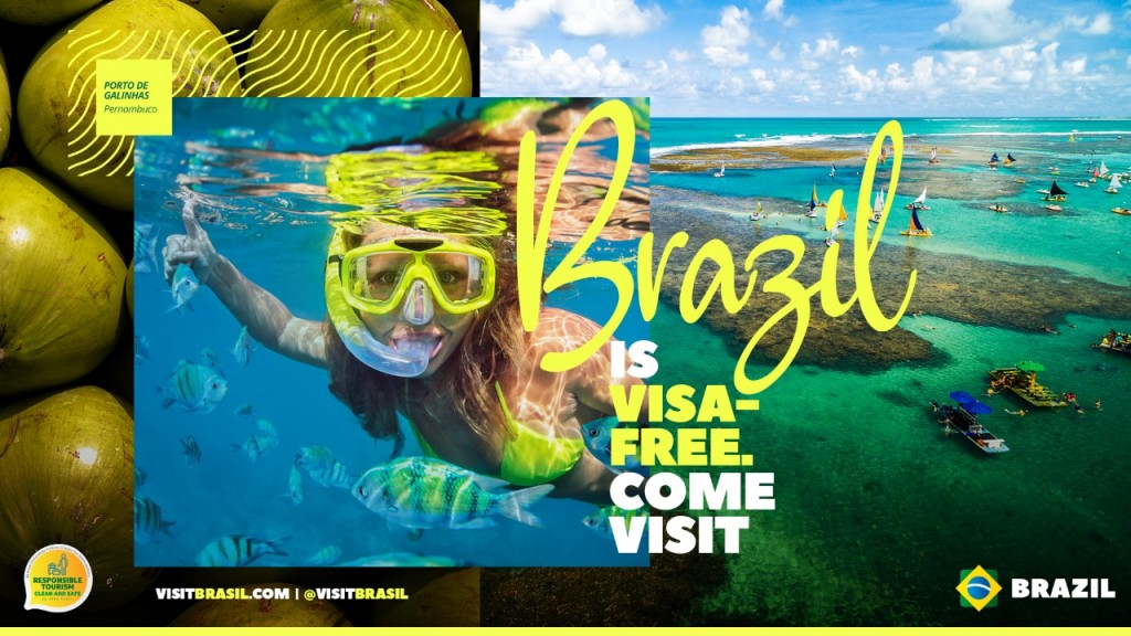 Embratur lança campanha para atrair turistas norte-americanos; vídeo 1 Além dos Estados Unidos, a isenção de visto concedida pelo Governo Federal também está disponível a viajantes do Canadá, Austrália e Japão