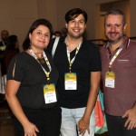 Flávia Donega, do Bancorbras Turismo, Thiago Donati, e Heleno Junior, da Amarillo Viagens e Turismo