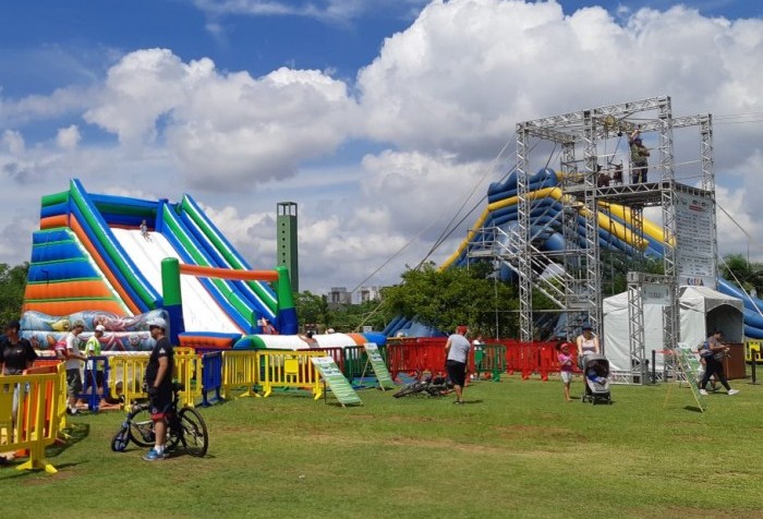 O Parque Villa Lobos apresenta ainda infláveis gigantes, tirolesa, parque de trampolins, entre outras atividades ao ar livre (Foto: Divulgação).