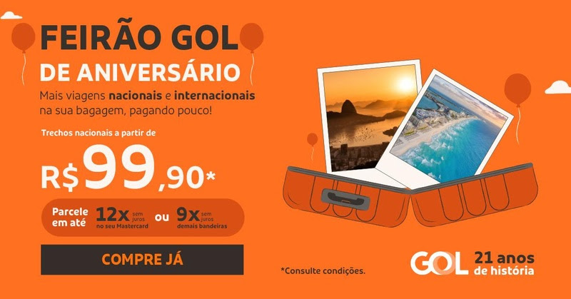 Feirão de Aniversário: Gol celebra 21 anos com passagens a partir de R$ 99 1 unnamed