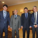 Fabricio Amaral, da Goiás Turismo, Raimundo Carreiro, embaixador do Turismo em Portugal, Carlos Brito, da Embratur, e Joel Braga, secretário de Comércio de Goiás