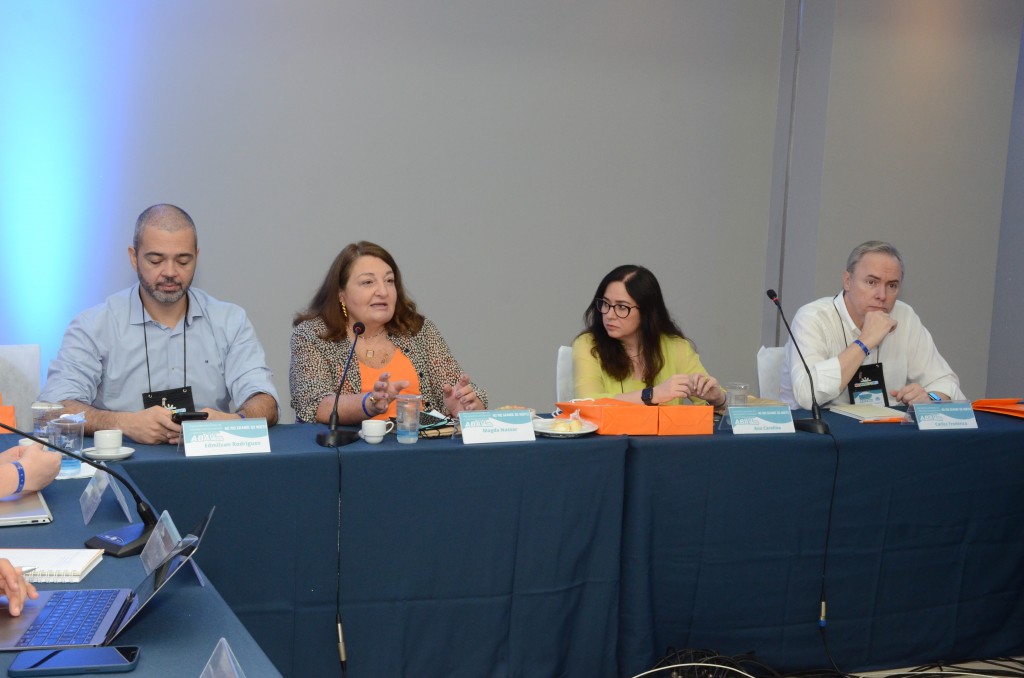 Abav lança edital de concorrência para Abav Expo 2023 Edimilson Romão, Magda Nassar, Ana Carolina Medeiros e Frederico Levy, da Abav