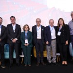 Paulo Ventura, presidente da Ubrafe, João Paulo Picolo, presidente da NurenbergMesse Brasil, Ana Luisa Cintra, diretora geral do Centro de Convenções Rebouças, e Octávio Neto, presidente do Esfe, Abdala Jamil, presidente da Francal Feiras, Fátima Facuri, presidente da Abeoc, e Paulo Octavio Pereira de Almeida, diretor da Live Marketing