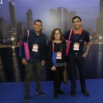 Clebson Araujo, da Kel Turismo, Elaine Aparecida, da RGL Turismo, e Lucas Maciel, da ACN Turismo