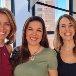 Thais Magalhães, do Embarque Rápido.com, Sabrina Moretti, da R11, e Daniele Benvegnu, da QG Turismo