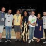 Bruno Delfini, da BWT, Waldemir Junior e Jorge Souza, da Orinter, Vilmara Souza, da Agaxtur, Allan Colen, de Travel South USA, Luiza Leopoldo, da Azul, e Paulo Biondo, da Azul Viagens