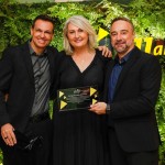 Margareth Wagner, do Club Med, entre Alexandre Pinto e Renato Kiste, da Shift