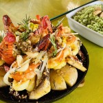 Mix grill de frutos do mar com arroz ao pesto de coentro