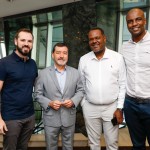 Ivan Blanco, da Aerolíneas Argentinas, com Marco Fabrizio e Jackson Soares, da CVC Corp, e Richard Santos, da Decolar.com