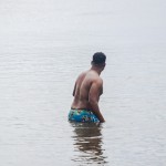 O banho foi necessário para quem se envolveu com lama e opcional para os demais visitantes