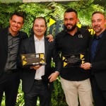 Raffaele Cecere e Rodrigo Caetano, da R1, entre Alexandre Pinto e Renato Kiste, da Shift
