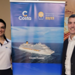 Márcia Ferreira, da Top de Vendas, e Vinicius Freitas, da Costa durante roadshow em Campo Grande (Foto: divulgação)