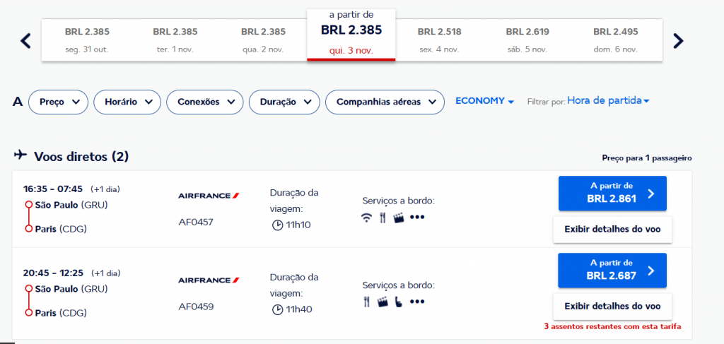 Air France terá dois voos diários para São Paulo a partir de 30 de outubro AF 02