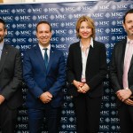 Caroline Putnoki, da Atout France, entre Ignacio Palácios, Eduardo Mariani, e Adrian Ursilli, da MSC Cruzeiros Caroline Putnoki, da Atout France, entre Ignacio Palácios, Eduardo Mariani, e Adrian Ursilli, da MSC Cruzeiros
