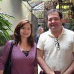 Mistie Goulias, do Visit Florida e Marcio Diniz, do Catraca Livre