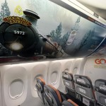 Imagens de importantes cenários dos filmes fazem parte da decoração da aeronave