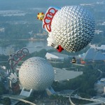 Balão no formato da Spaceship Earth em 2000 Balão no formato da Spaceship Earth em 2000