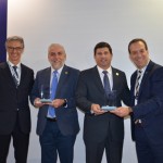 Marco Ferraz, da Clia Brasil, Silvio Nascimento, da Embratur, Carlos Brito, ministro do Turismo, e Adrian Ursilli, da MSC Marco Ferraz, da Clia Brasil, Silvio Nascimento, da Embratur, Carlos Brito, ministro do Turismo, e Adrian Ursilli, da MSC