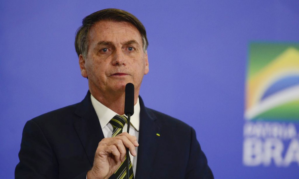 O presidente da República, Jair Bolsonaro, durante a solenidade de posse dos ministros da Justiça e Segurança Pública; e da Advocacia-Geral da União no Palácio do Planalto