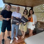 Marcelo Flores, da Businessland; Heber Garrido, do Grupo Ferrasa; Maryana Pinto, arquiteta do Grupo Ferrasa; e Andreia Flores, da Businessland na Cabana by Chandon