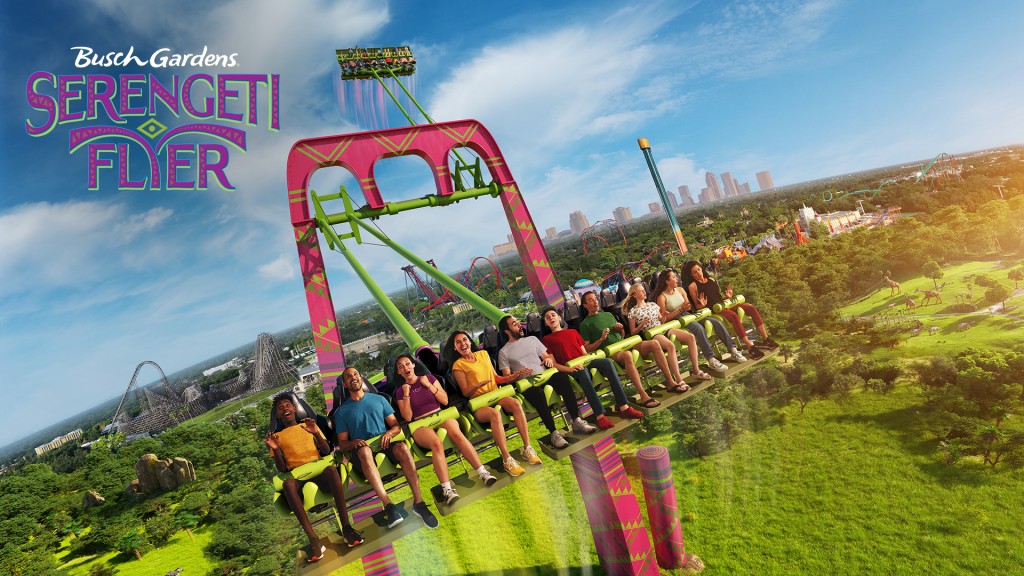 Busch Gardens anuncia "balanço gigante" mais alto e rápido do mundo; vídeo 1 Serengeti Flyer Concept Art (With Logo)