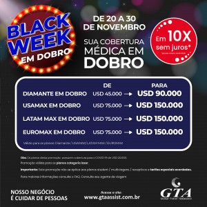 GTA oferece proteção em dobro na Black Friday 1 Promoção beneficia passageiros em viagens internacionais e é válida até 30 de novembro