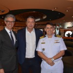 Marco Ferraz, da Clia Brasil, Rogério Santos, prefeito da cidade de Santos e  Robledo de Lemos Costa e Sá, da Capitania dos Portos do Estado de São Paulo