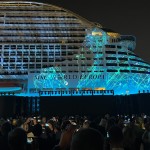 Projeção no navio da MSC para enfatizar os pilares da empresa