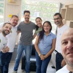 Robson (Ondas Praia Resort), João (Beach Hills e Fênix), Eder (B2B CVC Corp) e Marcio (Rede Happy) com agentes na Megablitz