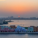 Vista para o Skyline de Doha a partir do navio MSC World Europa