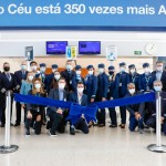 Equipe Azul no portão A08 de Viracopos para embarcar o voo inaugural do A350 Equipe Azul no portão A08 de Viracopos para embarcar o voo inaugural do A350