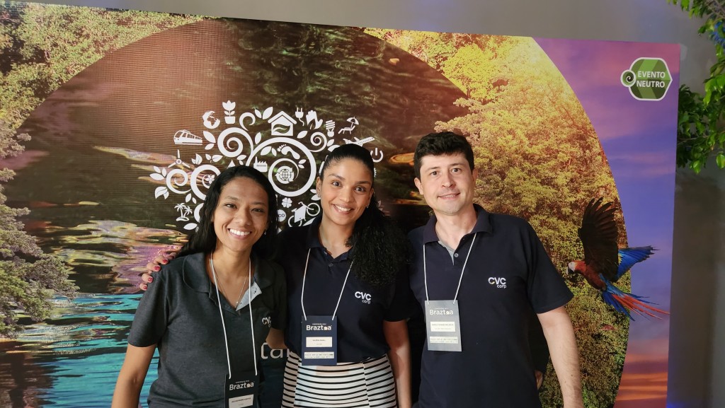 Laís Santos, Valéria Small, Danilo Melanda, CVC Corp Laís Santos, Valéria Small, Danilo Melanda, CVC Corp
