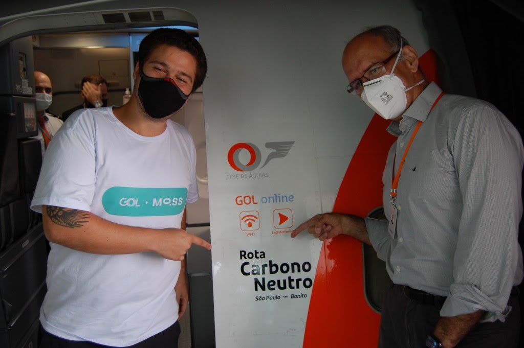 Rota Carbono Neutro Jan Werner, diretor de Sustentabilidade da MOSS, Eduardo Calderon, diretor do Centro de Controle Operacional e Engenharia da Gol