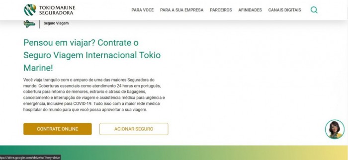 Tokio Marine lança Seguro Viagem e almeja atingir R$ 100 milhões na produção da Carteira de Pessoas Página de contratação online do Seguro Viagem Tokio Marine (Foto: reprodução)