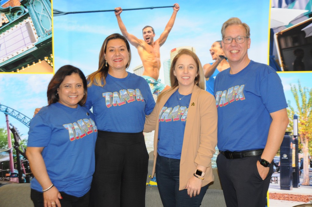 Florida Huddle: Joyce Cordeiro é a nova gerente de Conta do Visit Tampa Bay no Brasil 1 Marisol Berrios, Joyce Cordeiro, Stefanie Zinke e Patrick Harrison, do Visit Tampa Bay
