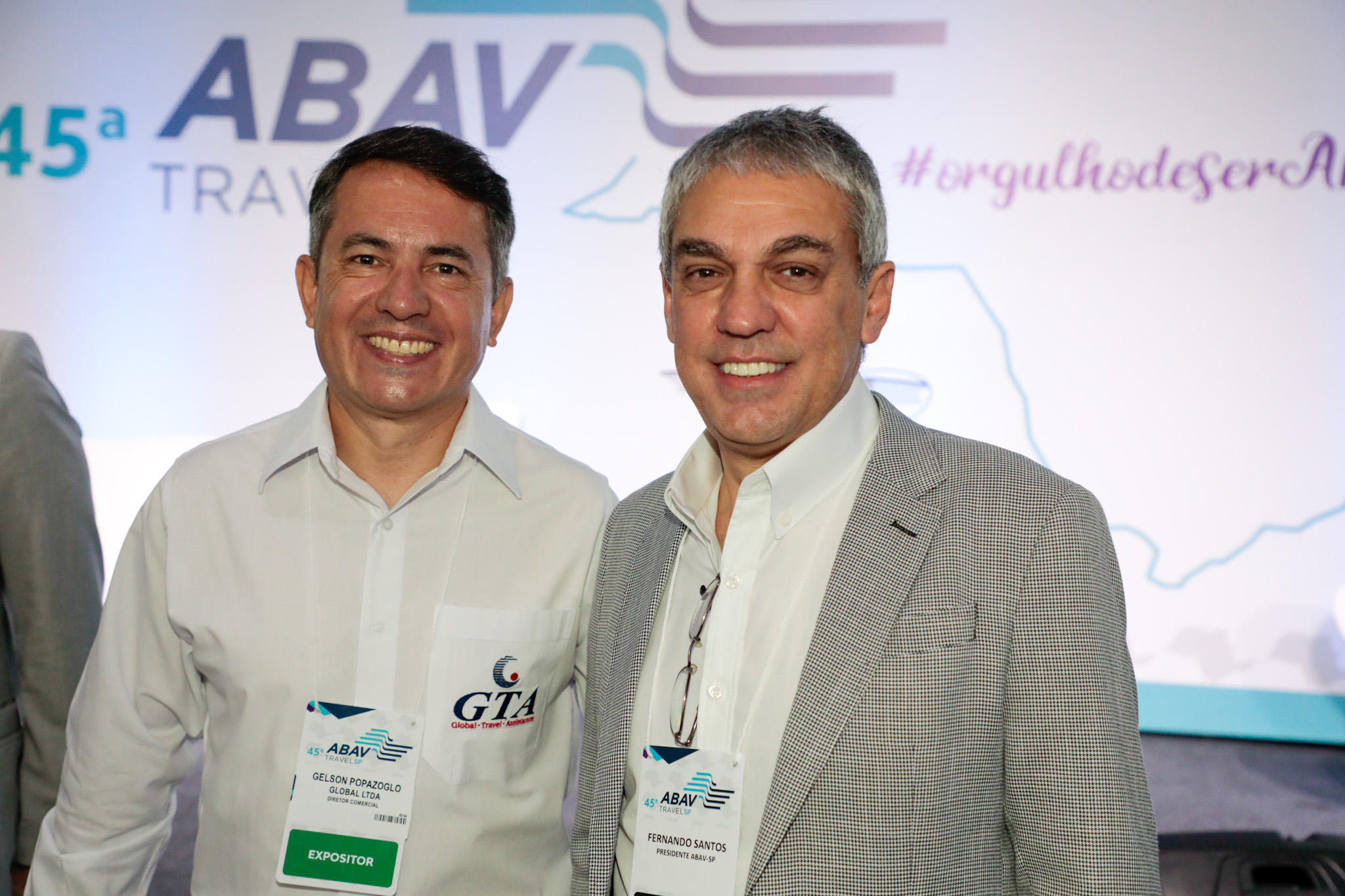 Gelson Popazoglo, da GTA, e Fernando Santos, presidente da Abav-SP:Aviesp Gelson Popazoglo, da GTA, e Fernando Santos, presidente da Abav-SP:Aviesp