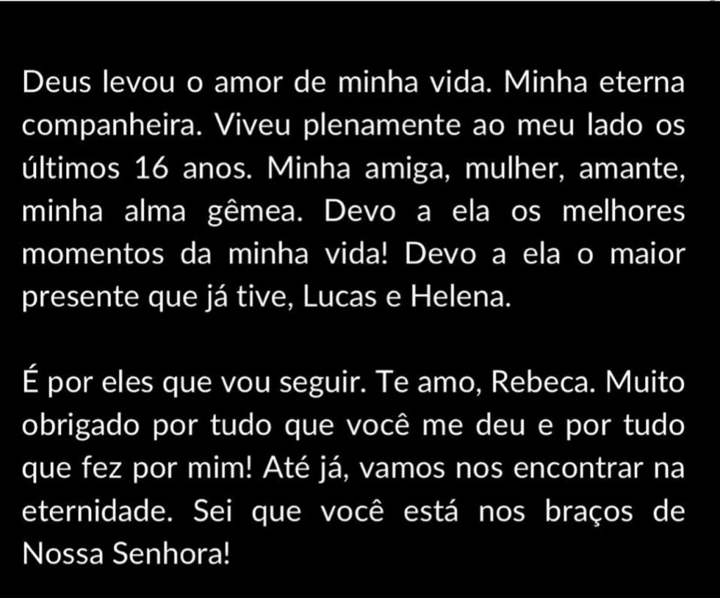 Falace Rebeca Coelho, esposa do secretário de Turismo de PE, Daniel Coelho Daniel Coelho fez uma homenagem para a esposa em suas redes sociais