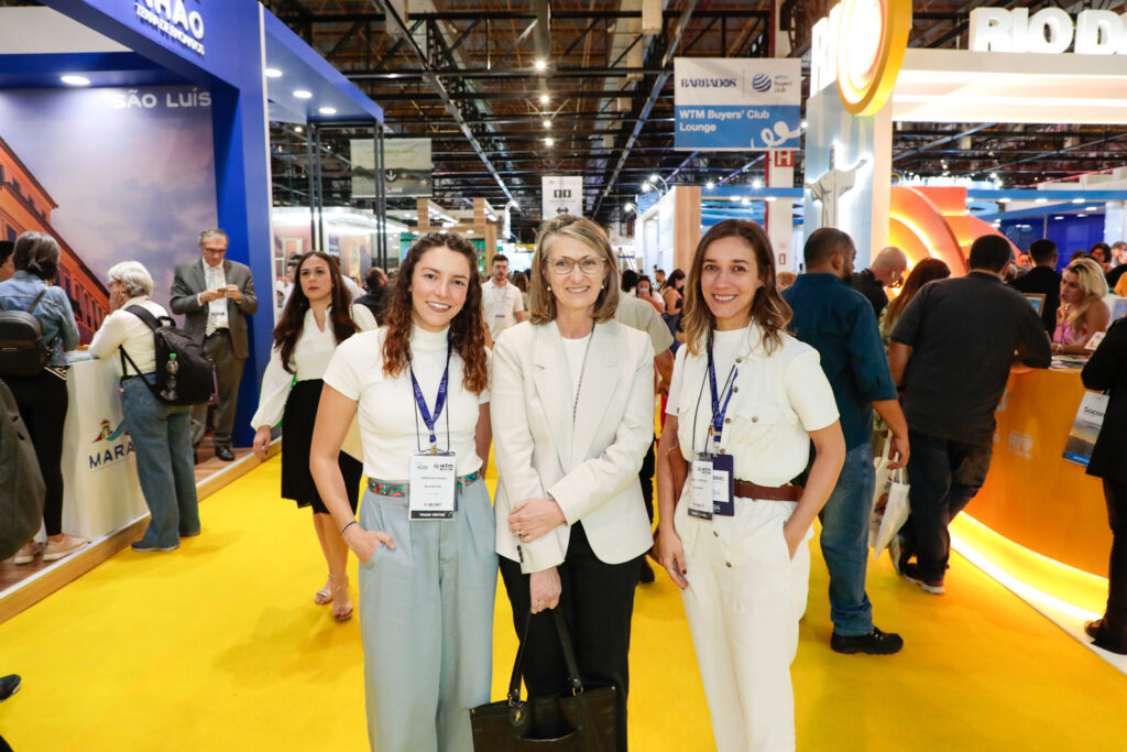 Carherine Steater, Jackie Ennis, e Luise Sanches, do Brand USA