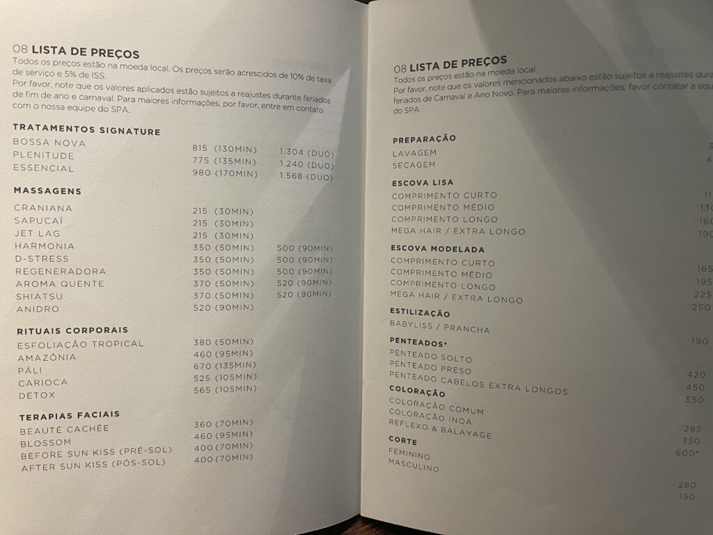Lista de tratamentos oferecidos no Spa Lista de tratamentos oferecidos no Spa