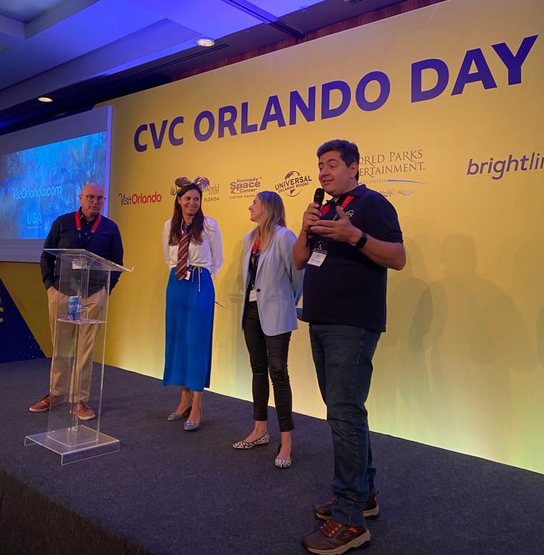 Fabio Mader, Fernanda Paranhos, Paula Rorato e Roberto Vertemati, da CVC Corp Fabio Mader, Fernanda Paranhos, Paula Rorato e Roberto Vertemati, da CVC Corp